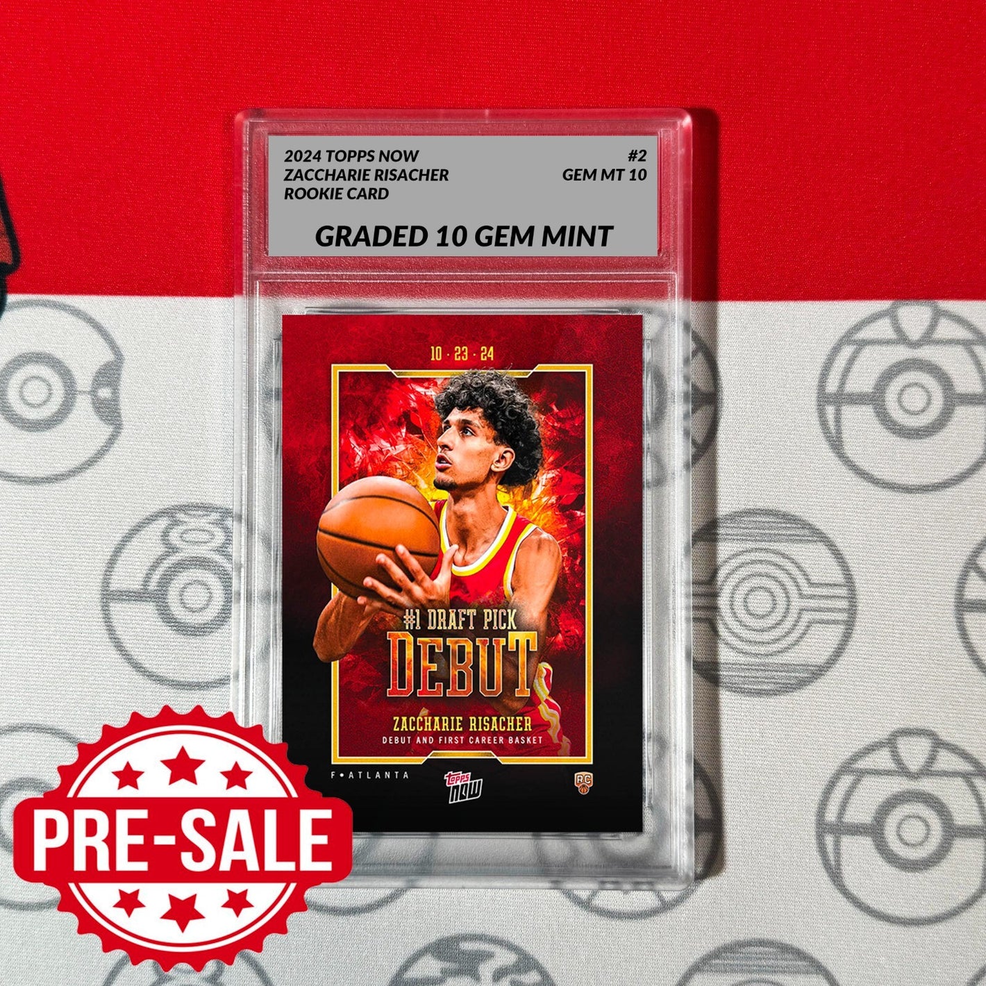 Graded 10 Zaccharie Risacher #1 Draft Pick Debut #2 Hawks 2024 Topps Now Basketball