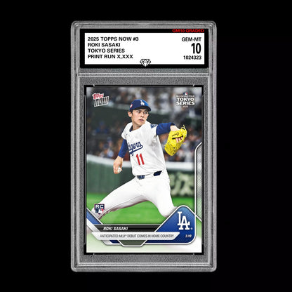 Graded 10 Roki Sasaki Rookie RC Tokyo Series 2025 MLB Topps NOW #3  Baseball