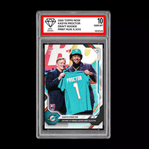 Graded 10 Kadyn Proctor 2026 TOPPS NOW RC Rookie Card Dolphins PRESALE Football