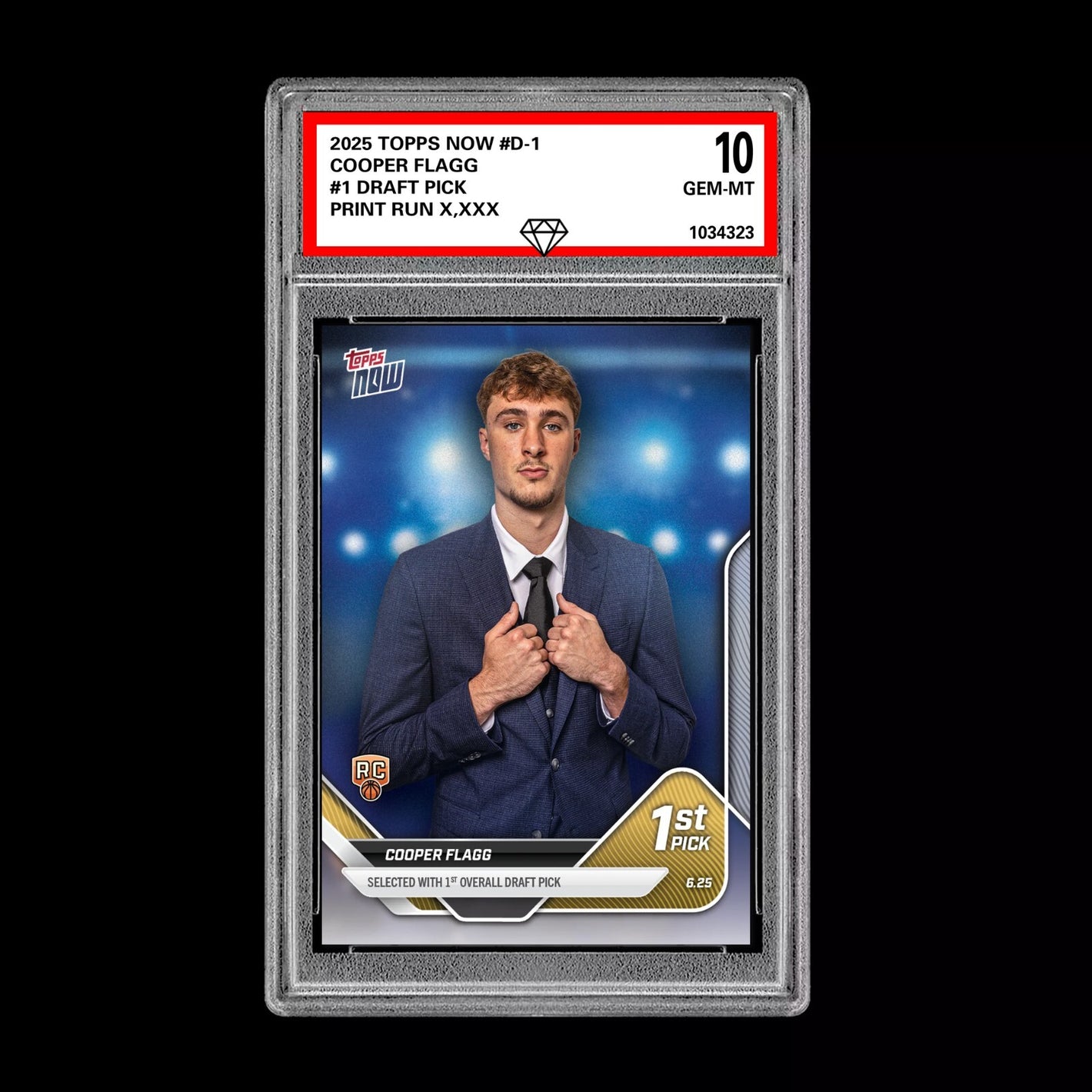 Graded 10 Cooper Flagg 2024-25 TOPPS NOW Card #D-1 RC #1 Pick Draft Basketball