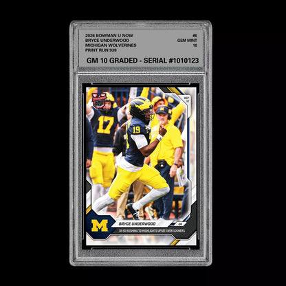 Graded 10 Bryce Underwood 2026 Topps NOW #6 Michigan Wolverines PRESALE Football
