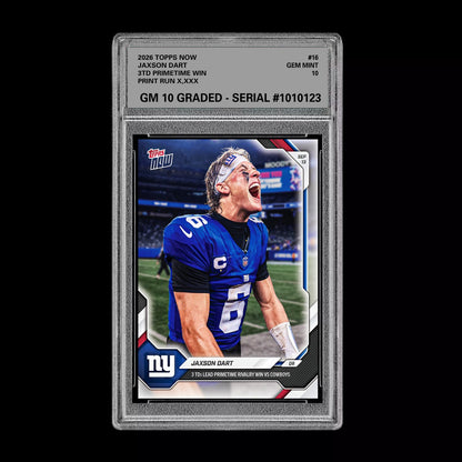 Graded 10 2026 Topps Now Jaxson Dart New York Gaints PRESALE Football