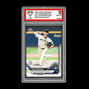 Graded 10 Jacob Misiorowski 2025 Topps Now #349 RC Rookie CALL UP  Baseball