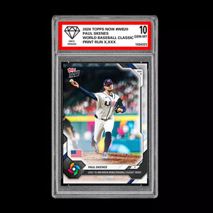 Graded 10 Paul Skenes 2026 Topps NOW #WB20 World Baseball Classic PRESALE Baseball