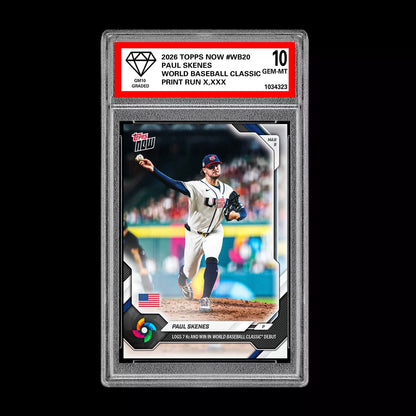Graded 10 Paul Skenes 2026 Topps NOW #WB20 World Baseball Classic PRESALE Baseball