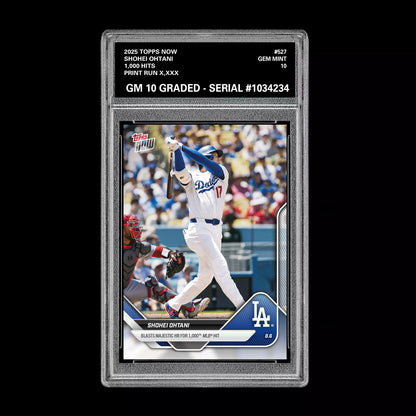 Graded 10 Shohei Ohtani - 2025 TOPPS NOW #527 1,000 Hits LA Dodgers Baseball