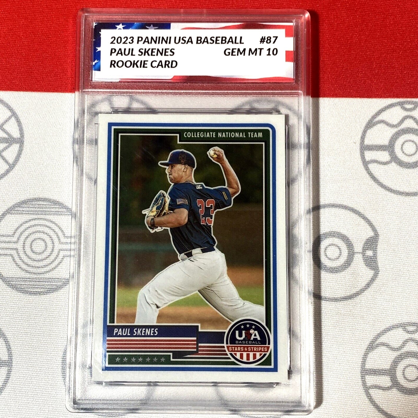 Graded 10 Panini USA Baseball Stars & Stripes Paul Skenes #87 Pirates RC Rookie Baseball