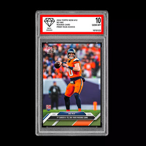 Graded 10 Bo Nix #12 2024 Topps Now RC Rookie 4-TD 300-Yard Passing Card Football