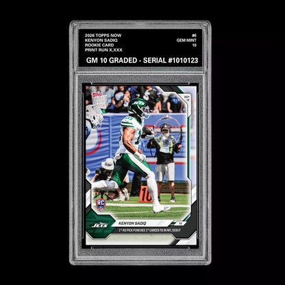 Graded 10 2026 Topps Now Kenyon Sadiq Rookie RC Jets PRESALE Football