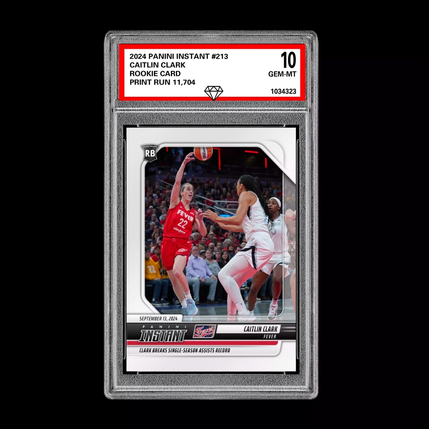 Graded 10 CAITLIN CLARK RC ROOKIE Card 2024 Panini Instant #213 Indiana Fever Basketball