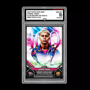 Graded 10 Lamine Yamal #005 2026 Topps Now Club Goal Record FC Barcelona PRESALE Soccer