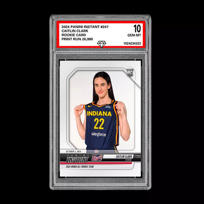 Graded 10 CAITLIN CLARK All Rookie Team 2024 Panini Instant #247 WNBA RC Card Basketball