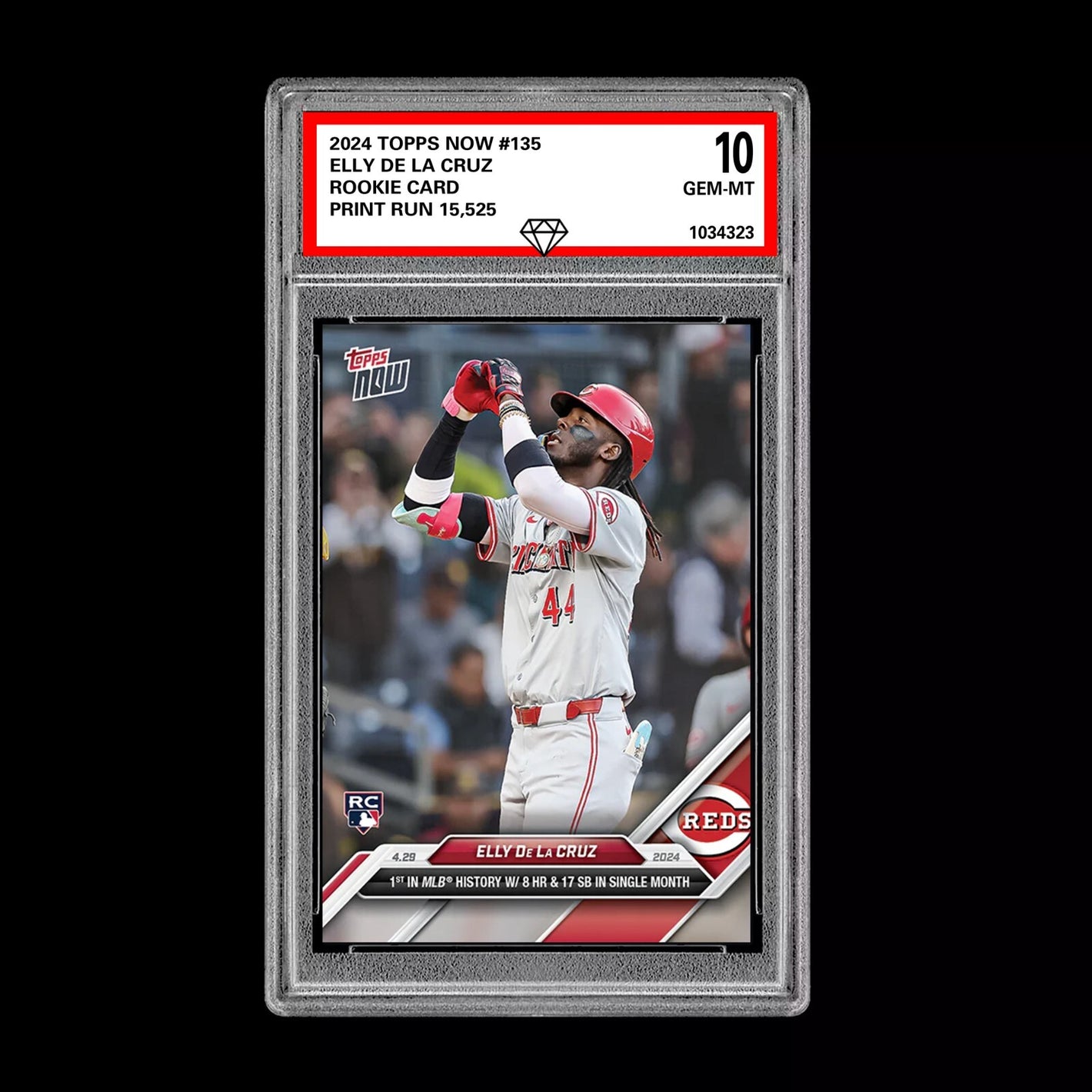 Graded 10 Elly De La Cruz #135 2024 Topps Now RC Rookie Card MLB HISTORY Baseball