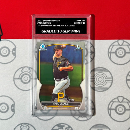 Graded 10 Paul Skenes RC 2023 1st Bowman CHROME Draft #BDC-14 Topps Rookie Card Baseball