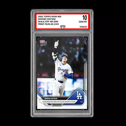 Graded 10 Shohei Ohtani Walk Off Bobblehead 2025 MLB Topps NOW Card #35 Baseball