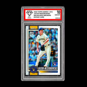 Graded 10 Jacob Misiorowski #10 2026 Topps Series 1 Milwaukee Brewers Baseball