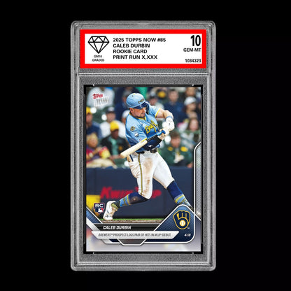 Graded 10 Caleb Durbin RC Brewers Debut 2025 Topps NOW Rookie Card 85  Baseball