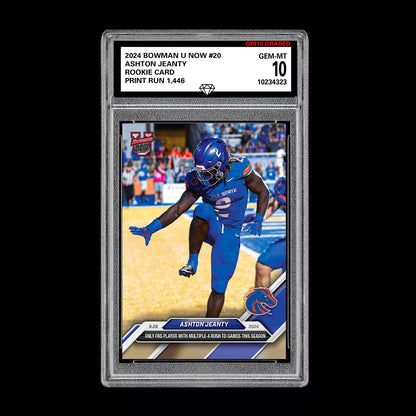 Graded 10 Ashton Jeanty RC 2024 Bowman U Now Heisman Card 20 Boise State Rookie Football