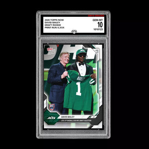 Graded 10 David Bailey  2025-26 TOPPS NOW RC Rookie Card Jets Football