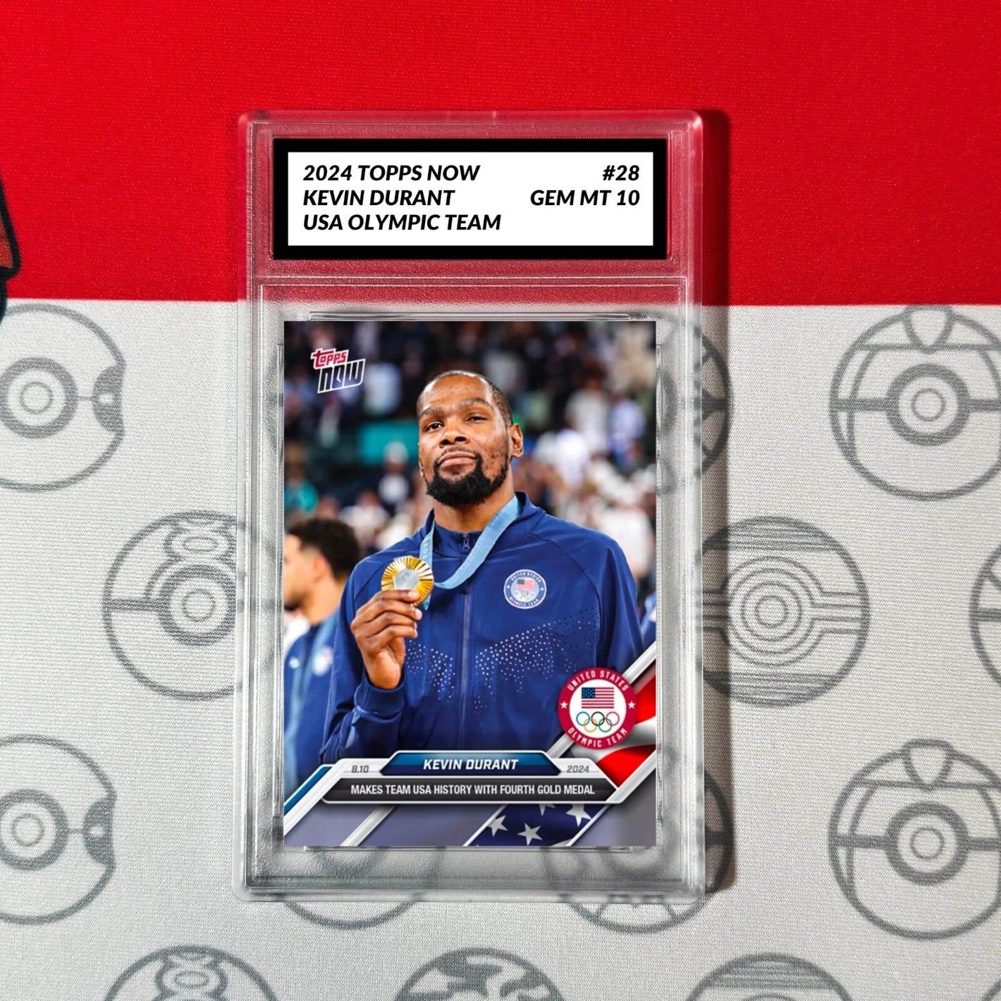 Graded 10 Kevin Durant 2024 Topps NOW Olympics Gold Medal 28 Team USA Basketball Basketball