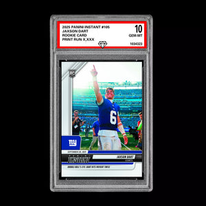 Graded 10 Jaxson Dart RC ROOKIE SP 2025 Panini Instant NFL #105 NY Giants QB Football