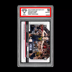 Graded 10 CAITLIN CLARK #171 RC Rookie Card 2024 Panini Instant Indiana Fever Basketball
