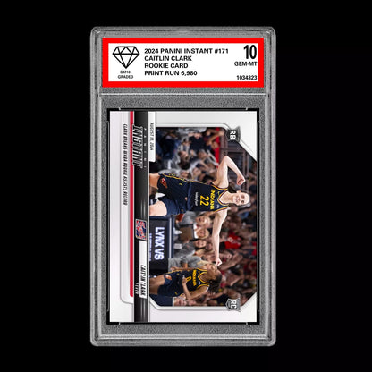 Graded 10 CAITLIN CLARK #171 RC Rookie Card 2024 Panini Instant Indiana Fever Basketball