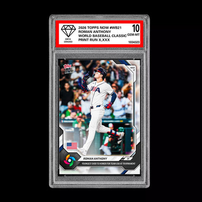 Graded 10 Roman Anthony 2026 Topps NOW #WB21 World Baseball Classic PRESALE Baseball