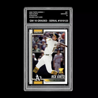 Graded 10 Nick Kurtz #97 RC Rookie Cup Card 2026 MLB Topps Athletics Baseball