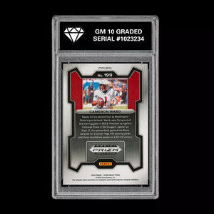 Graded 10 Cam Cameron Ward 2024 Panini Prizm Draft Picks Rated Rookie #199 RC Football