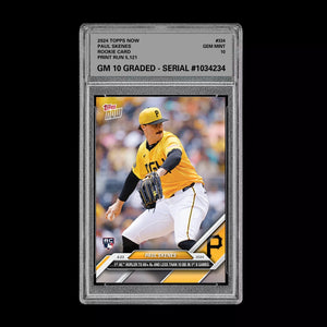 Graded 10 Paul Skenes #334 2024 Topps Now RC Rookie 1ST WITH 60+ Ks Pirates Baseball
