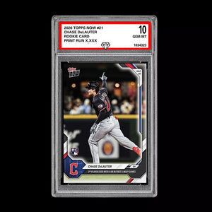 Graded 10 Chase DeLauter Rookie RC Card #21 2026 Topps NOW Cleveland Guardians  Baseball