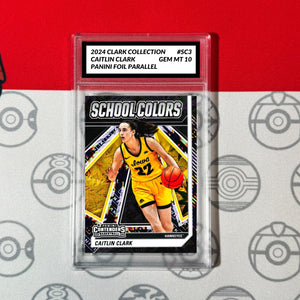 Graded 10 Caitlin Clark RC Panini Parallel Foil Card #SC3 2024 SCHOOL COLORS Basketball