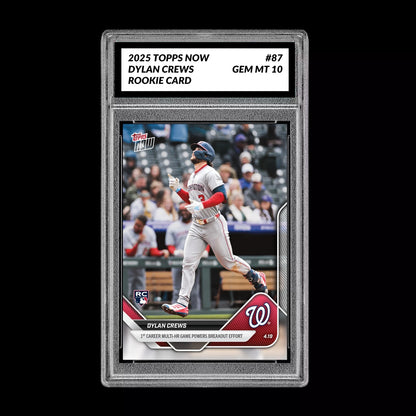 Graded 10 Dylan Crews RC Nationals Multi HR Game 2025 Topps NOW Card 87  Baseball