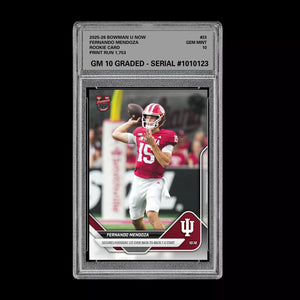 Graded 10 Fernando Mendoza RC Rookie Card 2025-26 Bowman U Topps Now #33 Football