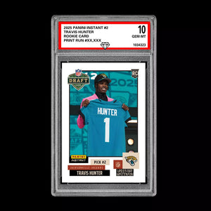 Graded 10 Travis Hunter 2025 Panini Instant Draft Night #2 RC Rookie JAGUARS  Football