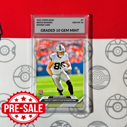 Graded 10 Brock Bowers RC ROOKIE 2024 TOPPS NOW Football Card 7 RAIDERS Baseball,Football