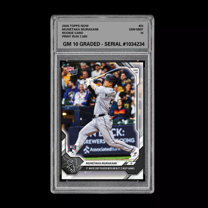 Graded 10 Munetaka Murakami Rookie Card 23 2026 Topps NOW White Sox PRESALE Baseball