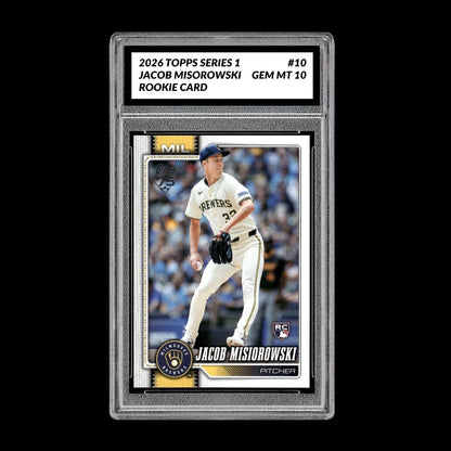 Graded 10 Jacob Misorowski #10  Rookie Card RC 2026  Topps Series 1 Brewers Baseball