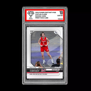 Graded 10 CAITLIN CLARK #166 RC Rookie Card 2024 Panini Instant Indiana Fever Basketball