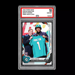 Graded 10 Kadyn Proctor 2026 TOPPS NOW RC Rookie Card Dolphins PRESALE Football