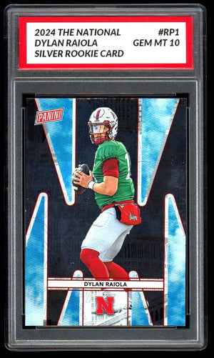 Graded 10 DYLAN RAIOLA SILVER RC Rookie Card 2024 National Pack #RP1 Nebraska Football