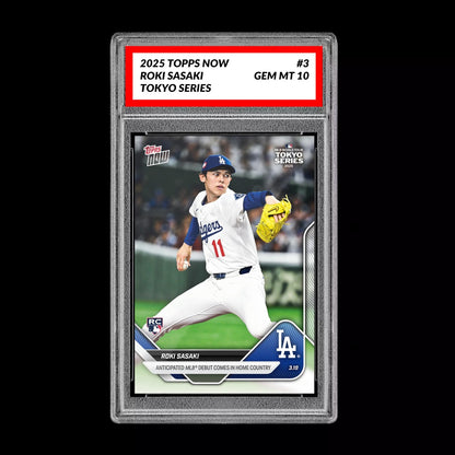 Graded 10 Roki Sasaki Rookie RC Tokyo Series 2025 MLB Topps NOW #3  Baseball