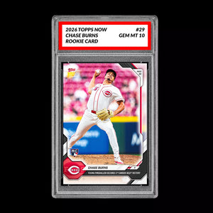 Graded 10 Chase Burns Rookie Card 29 2026 Topps NOW Cincinnati Reds PRESALE Baseball