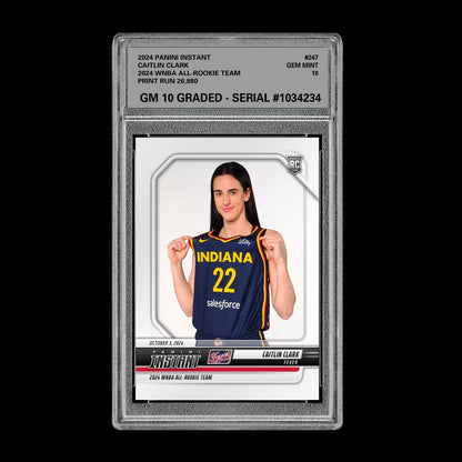 Graded 10 CAITLIN CLARK All Rookie Team 2024 Panini Instant #247 WNBA RC Card Basketball