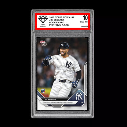 Graded 10 J.C. Escarra RC Rookie Card 2025 MLB Topps NOW Card 153 Baseball