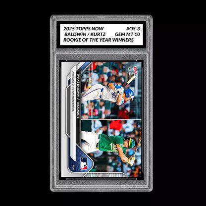 Graded 10 DRAKE BALDWIN /NICK KURTZ  ROY 2025 Topps Now #OS-2 Presale Baseball