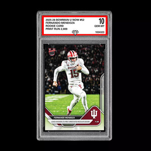 Graded 10 Fernando Mendoza RC Rookie Card 2025-26 Bowman U Topps Now #52 Presale Football