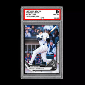 Graded 10 Brooks Baldwin RC Rookie 2025 Topps NOW Card 62 White Sox  Baseball