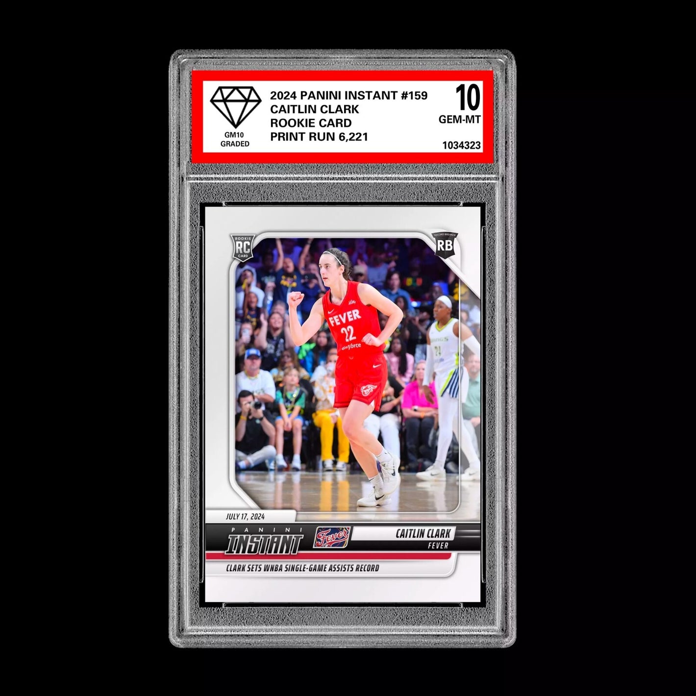 Graded 10 Caitlin Clark #159 RC Rookie Card 2024 Panini Instant Indiana Fever Basketball